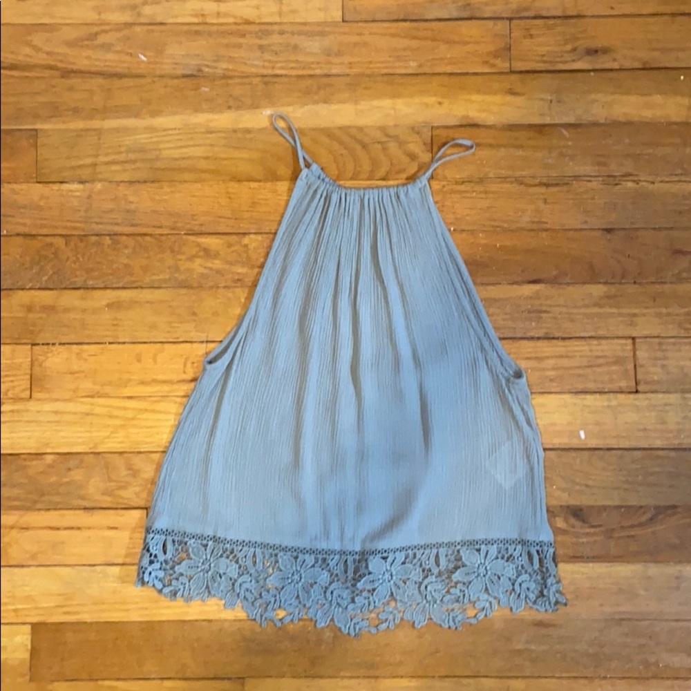 H&M flowy light green halter neck tank top